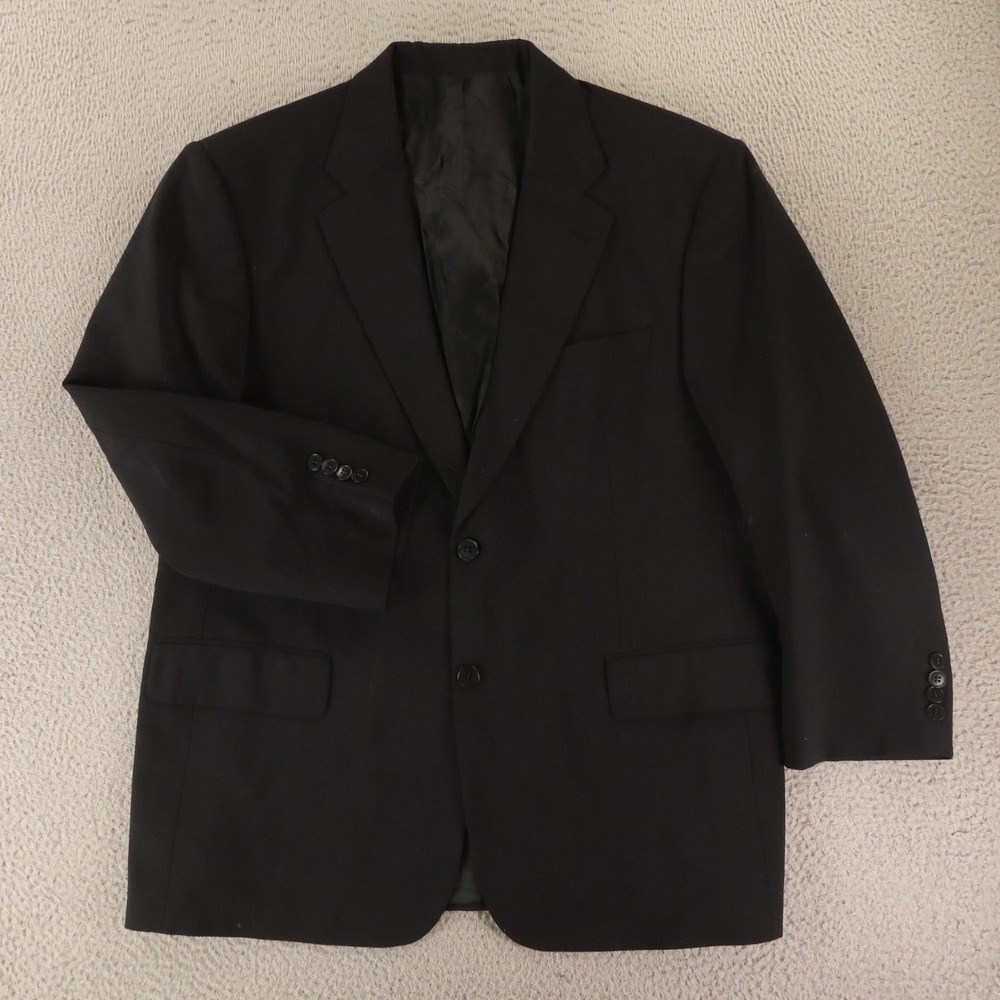 VTG La Crosse Jacket 44S L Black Polyester Blazer Sport Coat